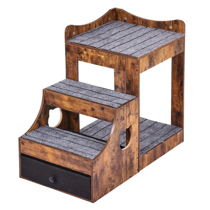 Double-Deck Pet Bed with Detachable Step for Dogs or Cats Non-Slip Design Durable Compact