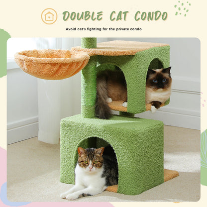 Multi-Level Cactus Cat Tower with Sisal Scratching Posts Large Condo, Deep Hammock