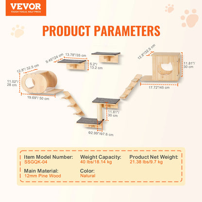 VEVOR Wall Mounted Cat Shelves And Perches with Jumping Boards.