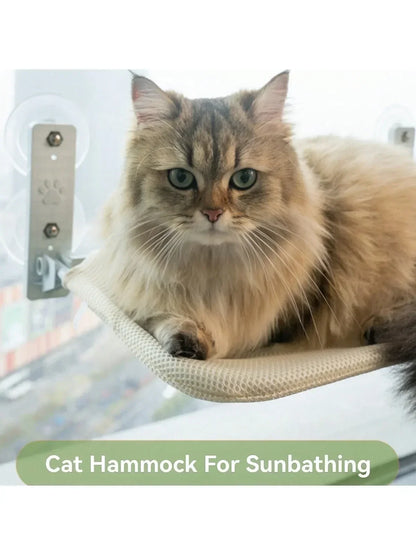 Cordless Cat Window Hammock with 4 Strong Suction Cups, Window Cat Beds for Indoor Cats
