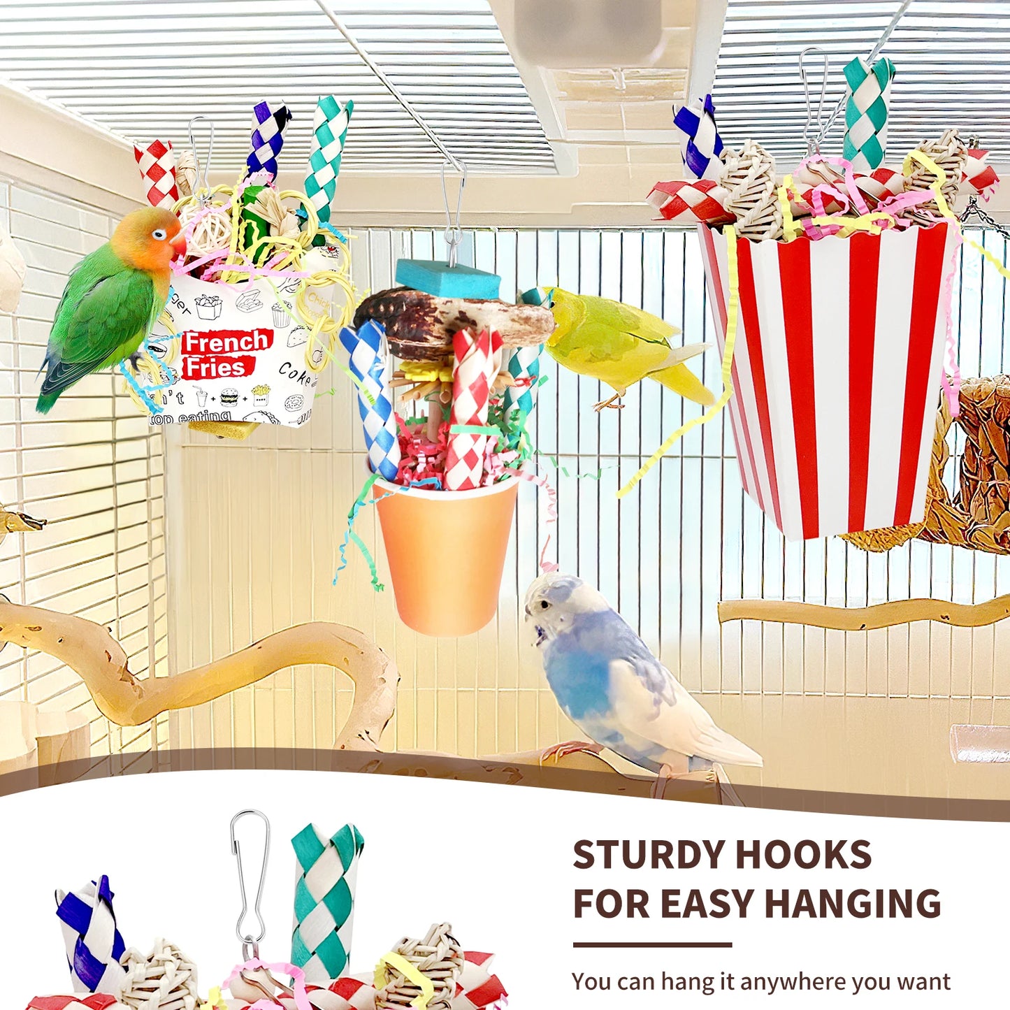 6PCS Bird Toy Shredding Chewing Toys for Small Medium Parrots Budgie Cockatiel Lovebird Conure Foraging B Parrot Training Toys
