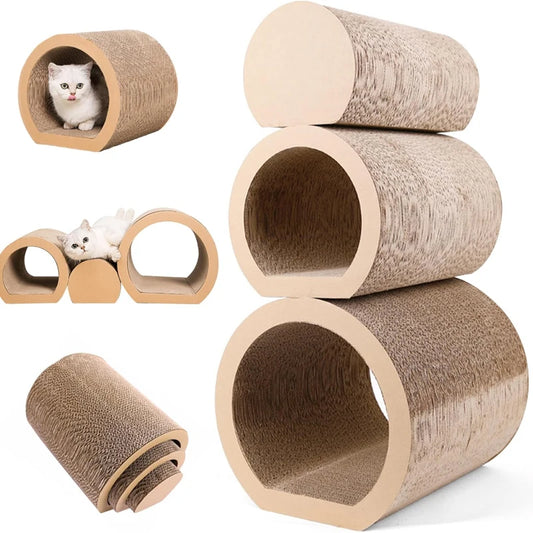 3-in-1Design: Our Cat Tunnel Bed Combines A Cat Tunnel, Cat Scratcher, And Cat Bed All In One.  The Convenient Design Of The Cat Tunnel Bed Makes It Easy To Store When Not In Use.  The Set Includes 3 Different Sizes Of Cat S