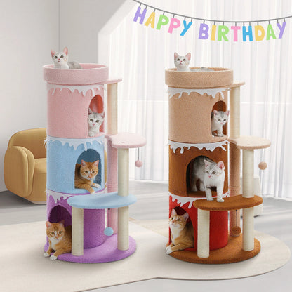 Multi-Level Cat Condo for Indoor Use with Sisal Scratching Post
