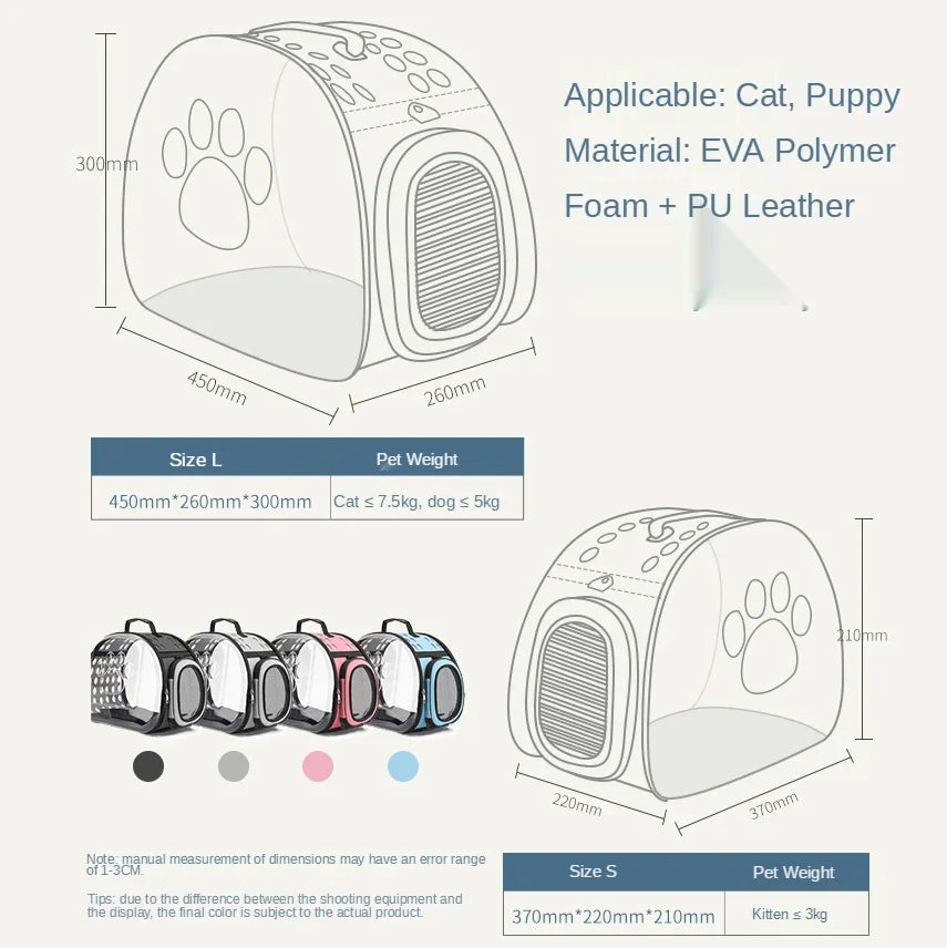 Cat Space Capsule Transparent Cat Carrier Bag Breathable Backpack