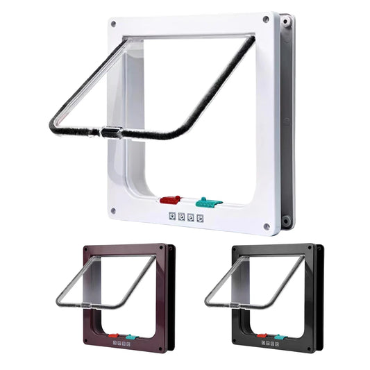 Dog Cat Flap Door Plastic In & Out  Door with 4 Way Security Lock Weatherproof