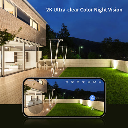 Indoor/Outdoor Security Cameras 2K HD Wireless Color Night Vision Two Way Talk,  Waterproof