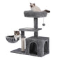 Plush Cat Tower with Large Cat Condo, Deep Hammock and Sisal Cat Scratching Post for Kittens or Small Cat