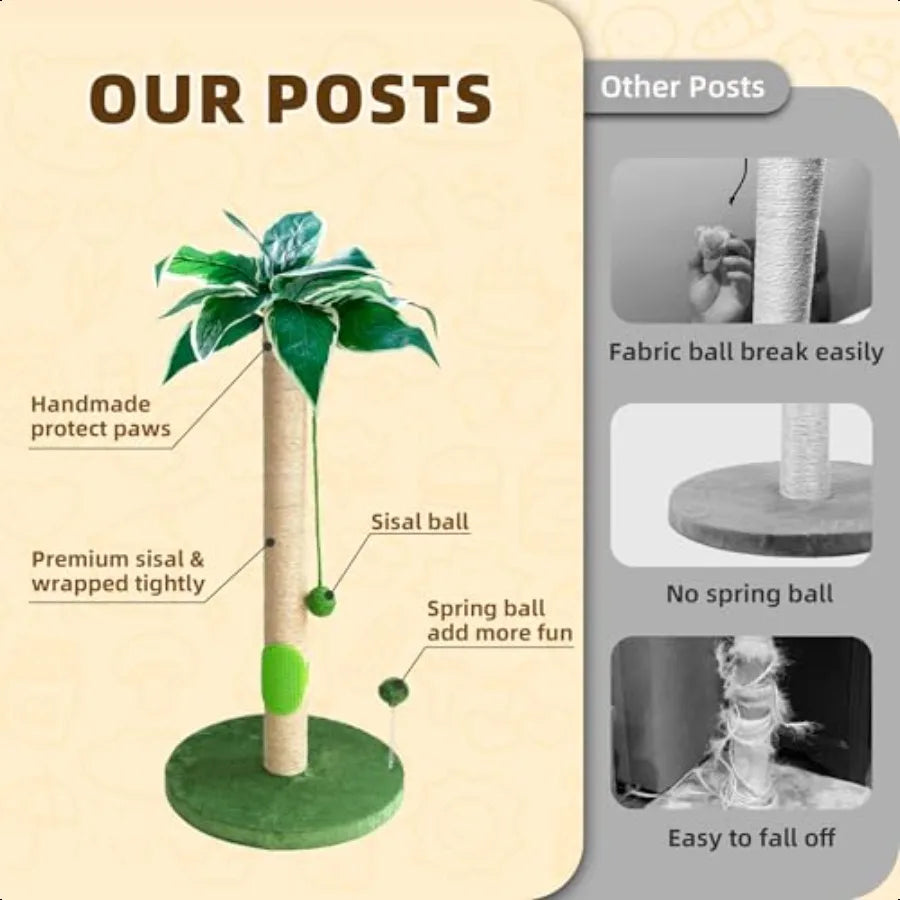 33'' Cat Scratcher Post with Cat Toy and Interactive Ball & Self Groomer