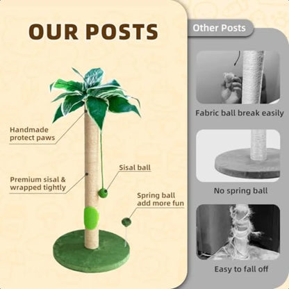 33'' Cat Scratcher Post with Cat Toy and Interactive Ball & Self Groomer