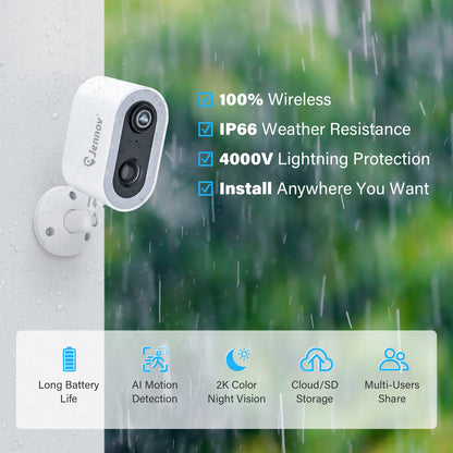 Security Outdoor Home Camera Wireless Battery Powered with Color Night Vision Two-Way Talk