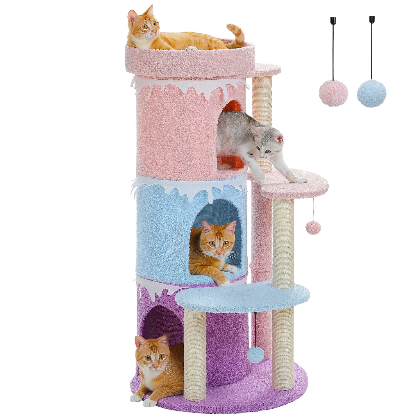 Multi-Level Cat Condo for Indoor Use with Sisal Scratching Post