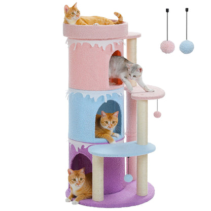 Multi-Level Cat Condo for Indoor Use with Sisal Scratching Post