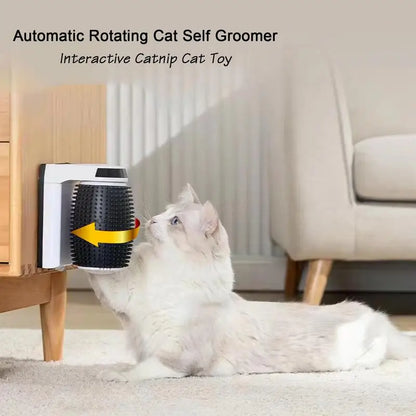 Automatic Rotating Self Grooming Massager Brush And Area To Add Cat Nip