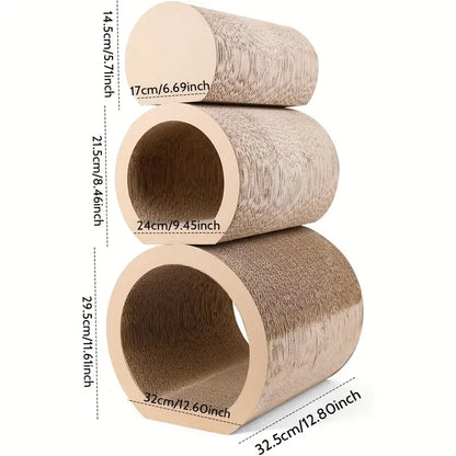 3-in-1Design: Our Cat Tunnel Bed Combines A Cat Tunnel, Cat Scratcher, And Cat Bed All In One.  The Convenient Design Of The Cat Tunnel Bed Makes It Easy To Store When Not In Use.  The Set Includes 3 Different Sizes Of Cat S