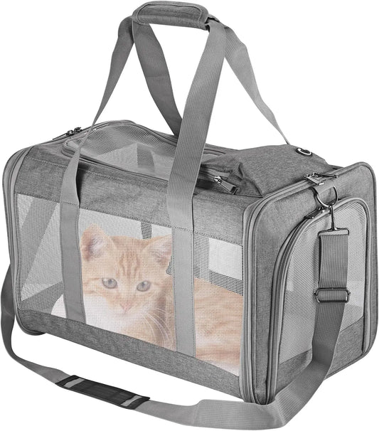Airline-Approved Pet Carrier For Cats/Dogs, Soft Travel Bag, Breathable Honeycomb Board, Removable Support