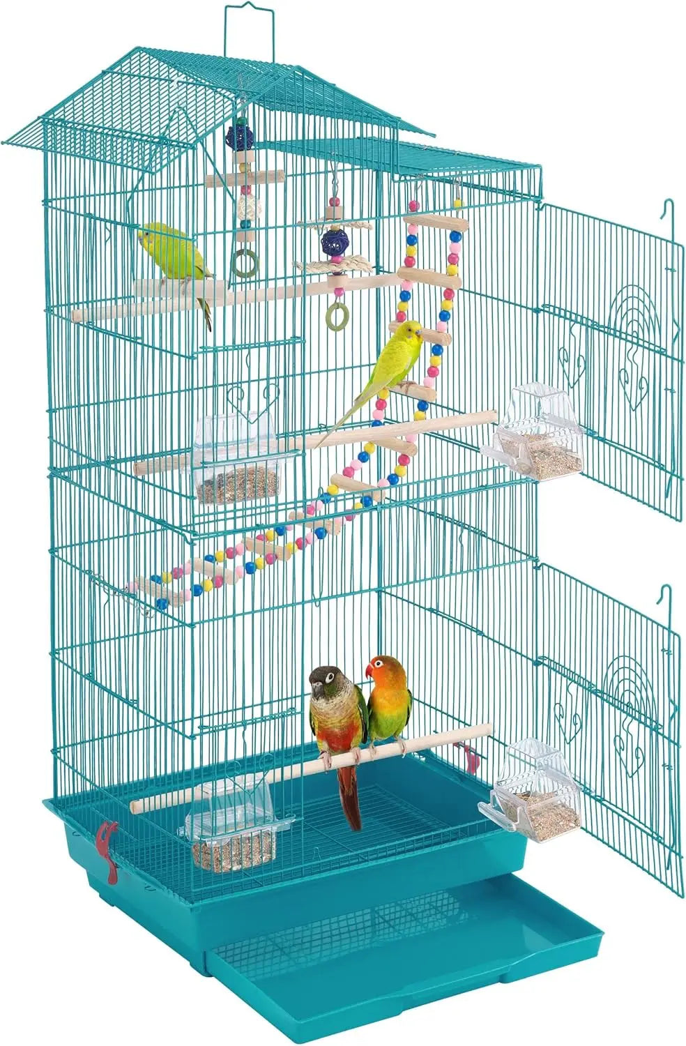 Roof Top Medium Parakeet Bird Cages for Cockatiels Conures Finches Budgies Canaries Lovebirds Parakeets