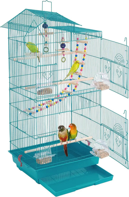 Roof Top Medium Parakeet Bird Cages for Cockatiels Conures Finches Budgies Canaries Lovebirds Parakeets