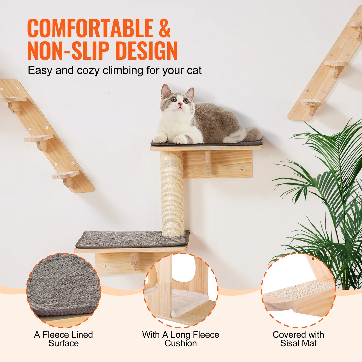 VEVOR Wall Mounted Cat Shelves And Perches with Jumping Boards.