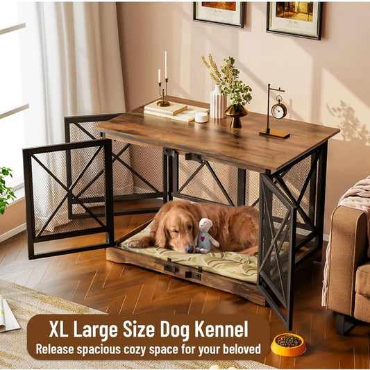 48 inch Heavy Duty Dog Kennel for X Large Breed with Double Doors and Table Top