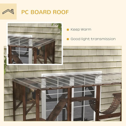 Catio Playground Cat Window Outside Enclosure, with Weather Protection Roof.