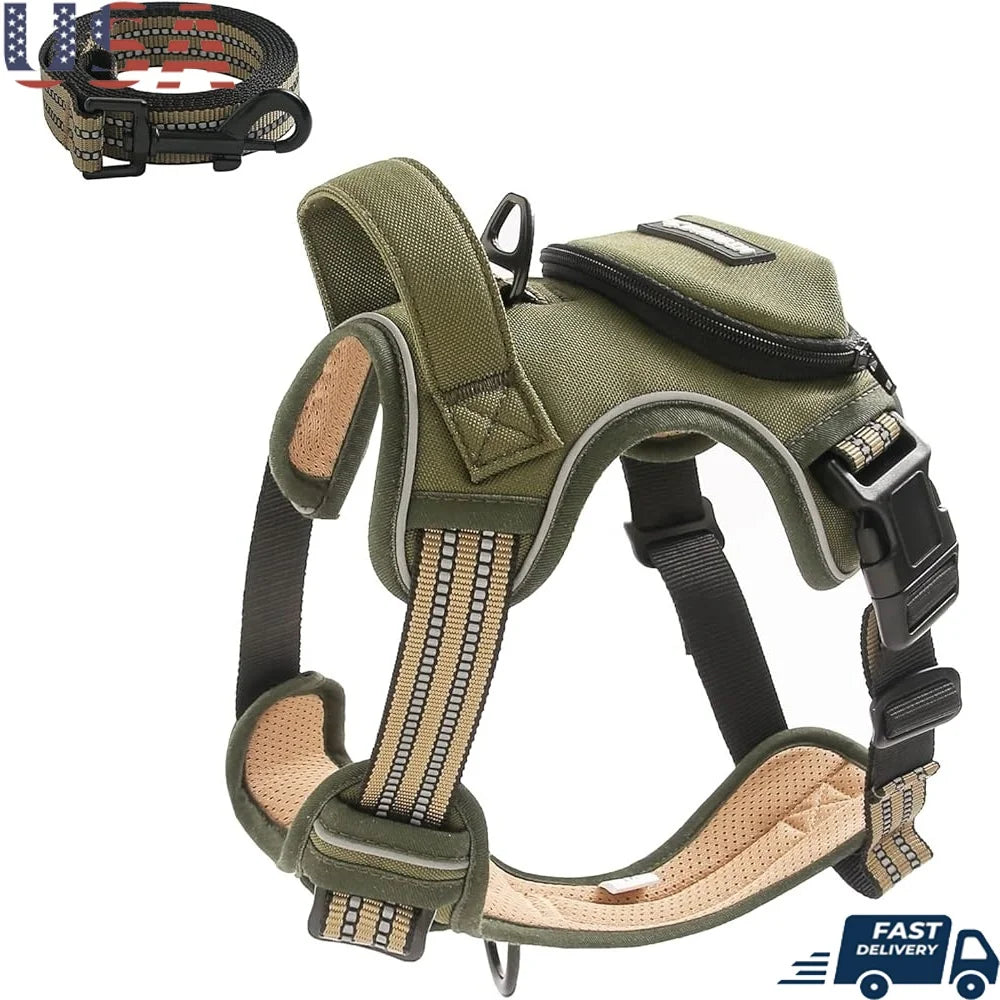 No Pull Dog Harness Adjustable No Choke Reflective Training Leash Comfortable Breathable Durable