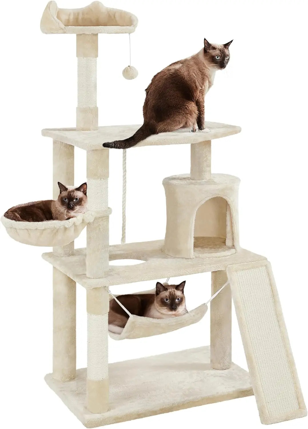 Extra Large Cat Tree Condo with Sisal-Covered Scratching Post & Plush Perch Hammock.