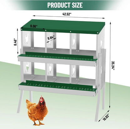 Chicken Nesting Box with Bracket Legs 6/8/10 Compartment Metal Chicken Laying Boxes for Chicken Coop Hens