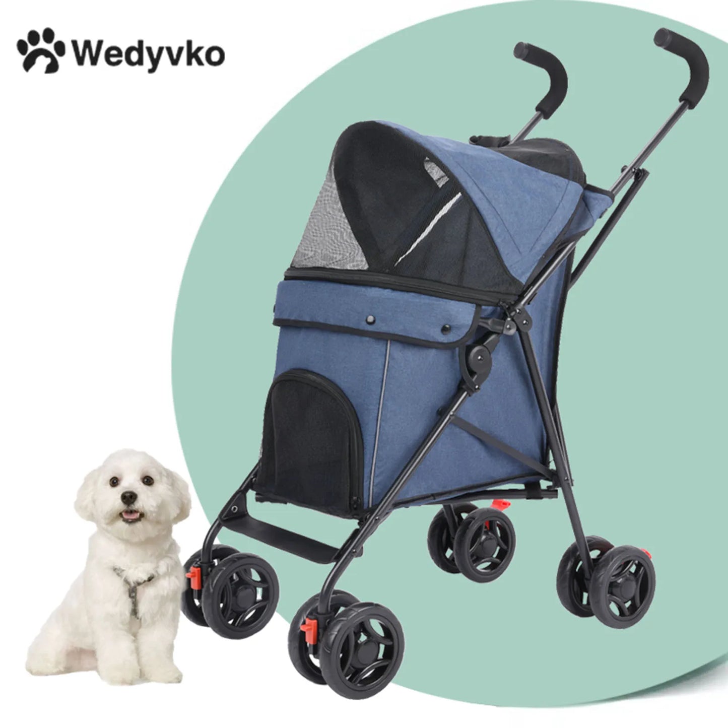 Outdoor Pet Stroller Cat Dog Travel Breathable Pet Stroller Lightweight Folding Universal Wheels Small Medium Pet Stroller