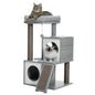 Wooden Cat Tower with Double Condos Spacious Perch Fully Wrapped Scratching Sisal Posts and Replaceable Dangling Balls