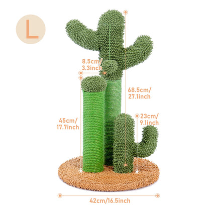 Cactus Cat Scratcher Post  Featuring 3 Scratching Poles and Interactive Dangling Ball
