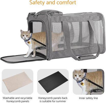 Airline-Approved Pet Carrier For Cats/Dogs, Soft Travel Bag, Breathable Honeycomb Board, Removable Support