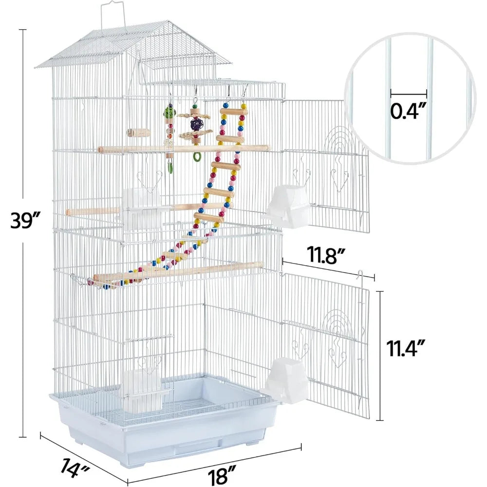 Roof Top Medium Parakeet Bird Cages for Cockatiels Conures Finches Budgies Canaries Lovebirds Parakeets