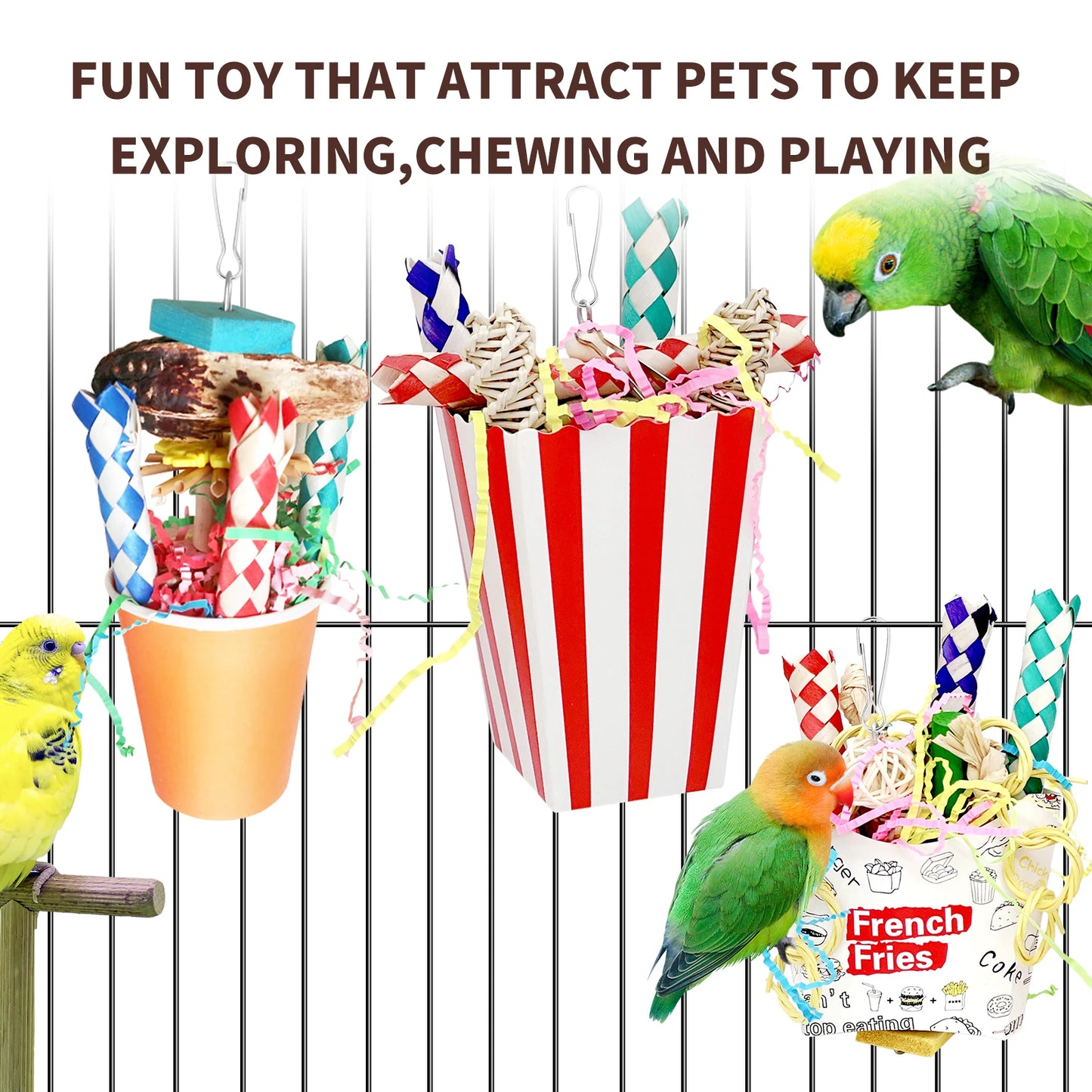 6PCS Bird Toy Shredding Chewing Toys for Small Medium Parrots Budgie Cockatiel Lovebird Conure Foraging B Parrot Training Toys
