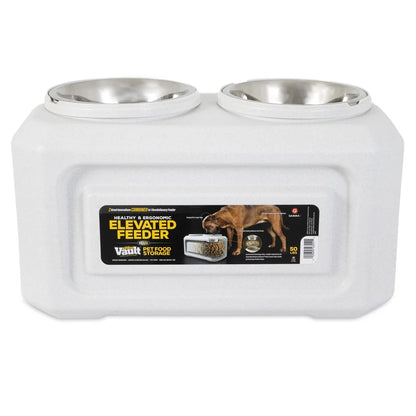 Elevated Stainless Steel Dog Bowls with 50 lb Food Storage