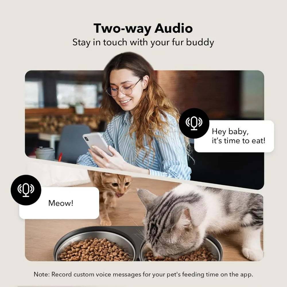 5G WiFi Pet Feeder with 2-Way Audio Sound Alerts, Automatic Feeder with Camera 1080P HD Video with Night Vision.
