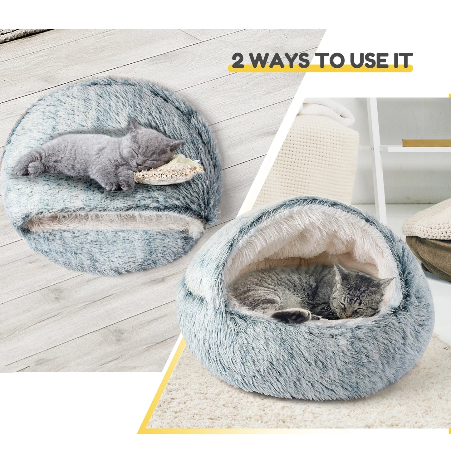 25'' Pet Bed Nest Soft Comfortable Semi-enclosed