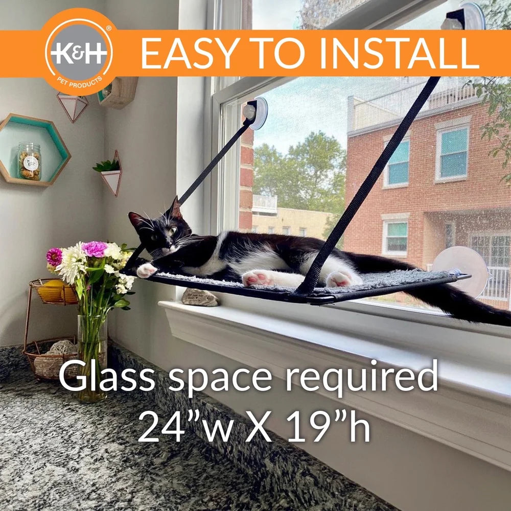 EZ Mount Window Cat Bed Single Level Perch 12x23in Suction