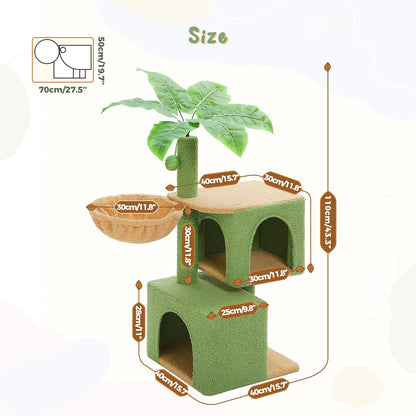 Multi-Level Cactus Cat Tower with Sisal Scratching Posts Large Condo, Deep Hammock