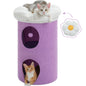 Double-Deck Cat House with Cozy Large Condo, Spacious Cat Bed with Luxury Flower Perch, Pompom Ball