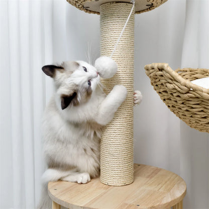 3-Tier Cat Tree Padded Plush Napping With Sisal Rope Scratching Posts
