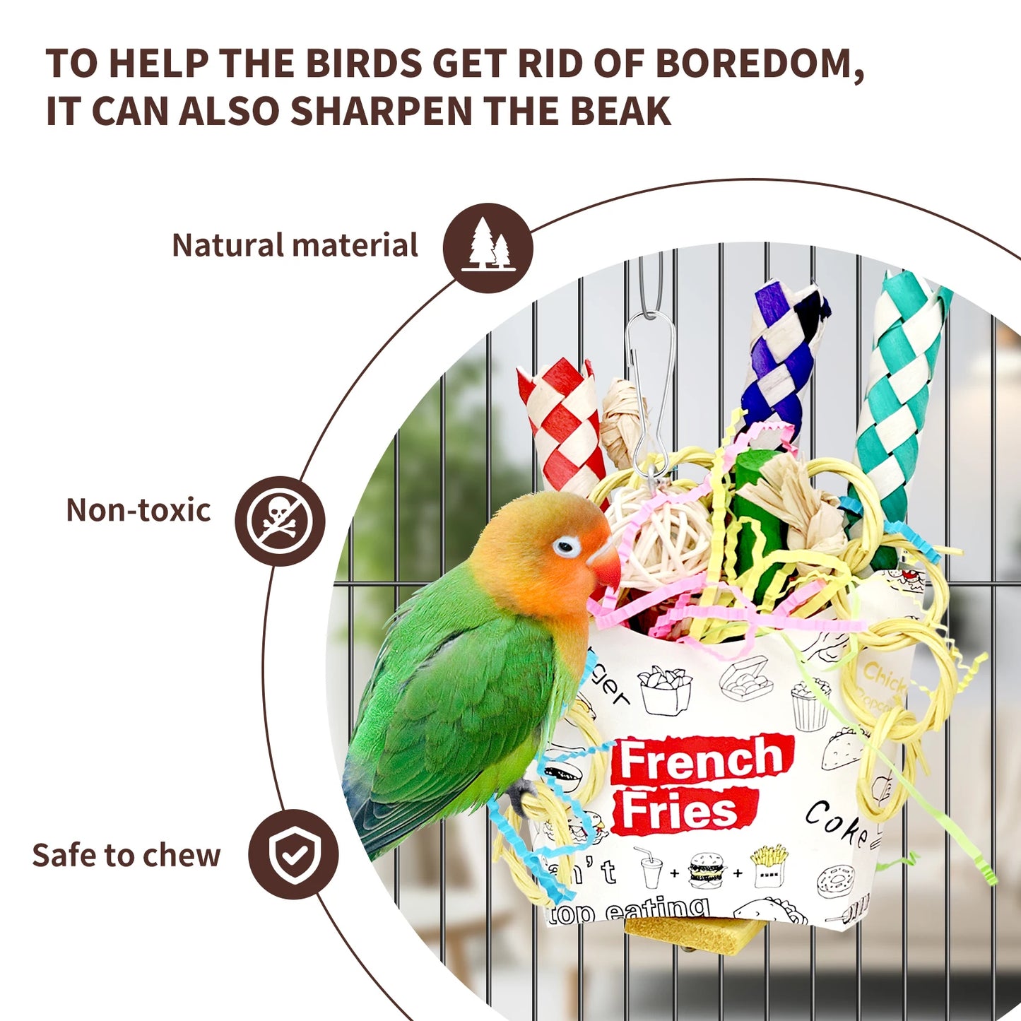 6PCS Bird Toy Shredding Chewing Toys for Small Medium Parrots Budgie Cockatiel Lovebird Conure Foraging B Parrot Training Toys