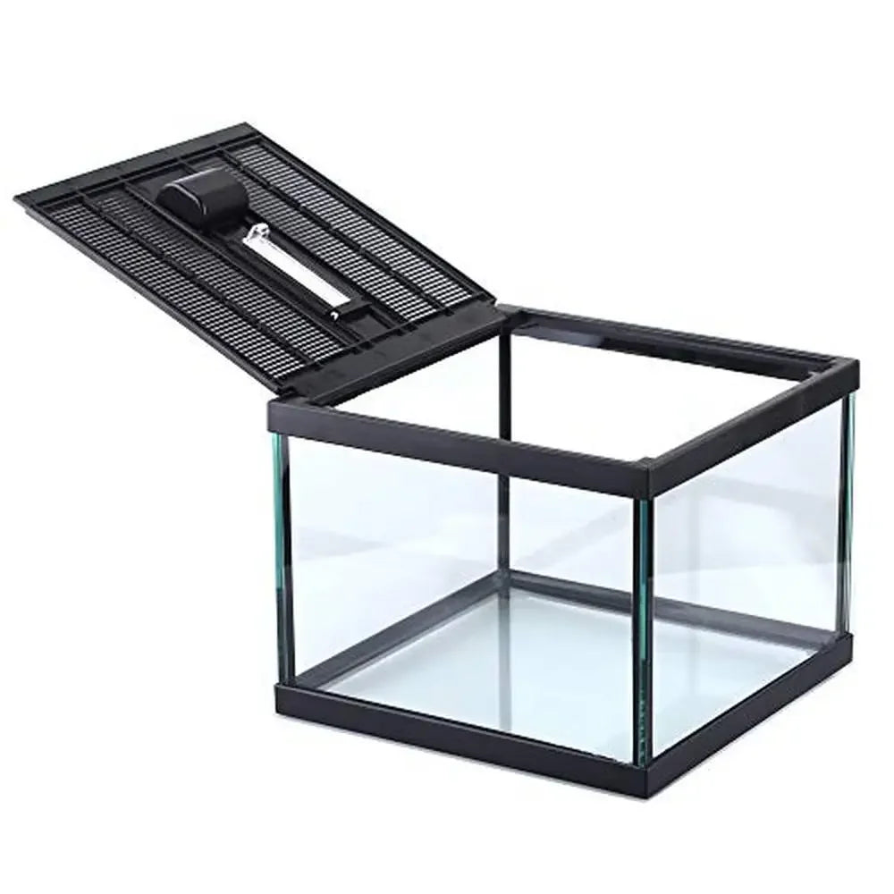 Reptile Amphibians Tank Glass Terrarium Box Ventilation Visible Habitat Single-Door Waterproof Lightweight 7.8x7.8x5.9 inches