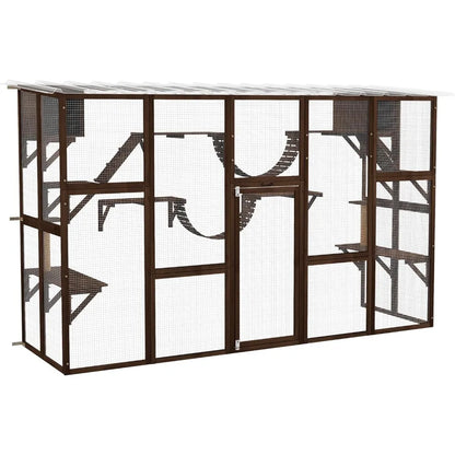 Catio Playground Cat Window Outside Enclosure, with Weather Protection Roof.
