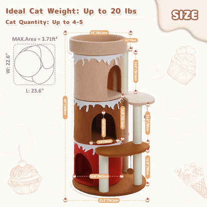 Multi-Level Cat Condo for Indoor Use with Sisal Scratching Post