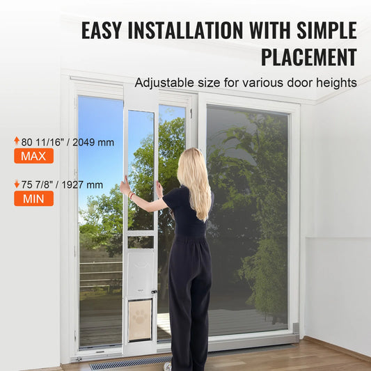 Sliding Glass Door Adjustable Height Doggy Door Aluminum Frame Tempered Glass Pet Door