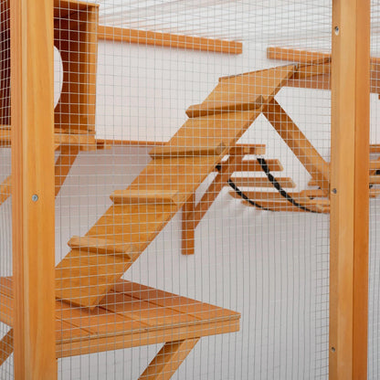 MLG Outdoor Cat Enclosure with Natural Wood Playground and Weather Protection
