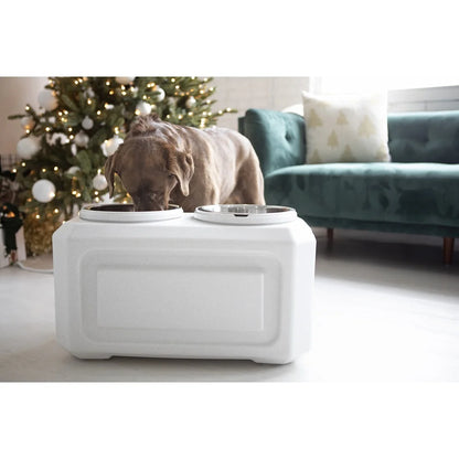 Elevated Stainless Steel Dog Bowls with 50 lb Food Storage