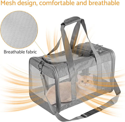 Airline-Approved Pet Carrier For Cats/Dogs, Soft Travel Bag, Breathable Honeycomb Board, Removable Support