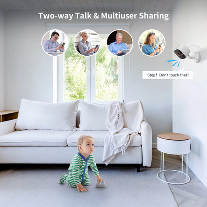Indoor/Outdoor Security Cameras 2K HD Wireless Color Night Vision Two Way Talk,  Waterproof
