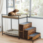 Pet Bunk Bed with Stairs and Storage, Dogs/Cats Window Perch, Bedside Lounge Elevated Pet Bed Multi-Level Platform with Foam
